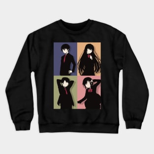 Angel Next Door Or Otonari No Tenshi All Anime Main Characters In Minimalist Retro Pop Art : Mahiru, Amane, Itsuki, And Chitose Crewneck Sweatshirt